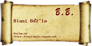 Blasi Béla névjegykártya